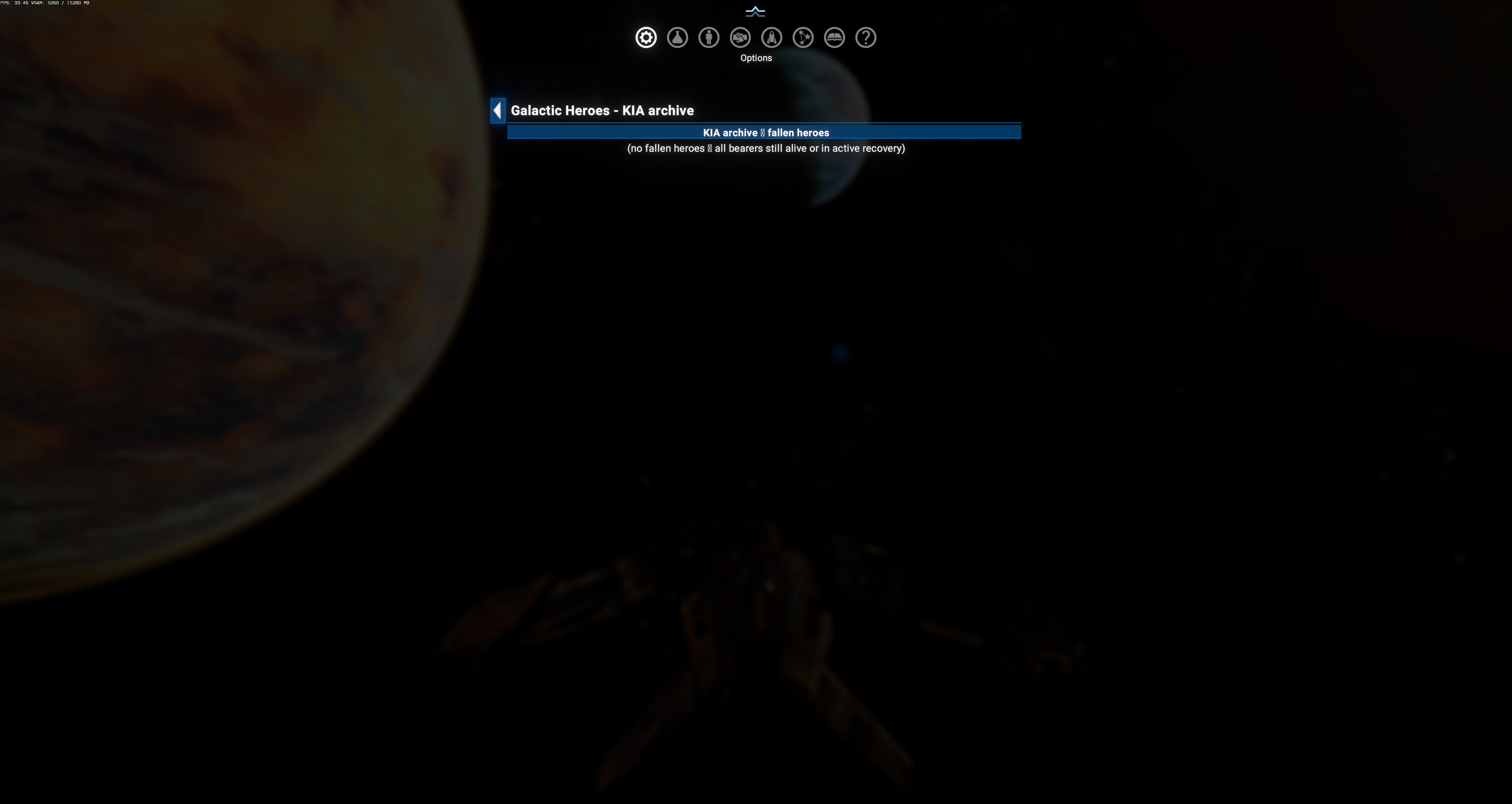 KIA archive UI — "no fallen heroes — all bearers still alive or in active recovery"; the archive shows every hero permanently lost with their final stats, cause of death, and $kia_at timestamp
